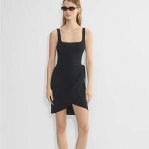 Aritzia Wilfred Saturn Mini Wrap Dress Size L in Black